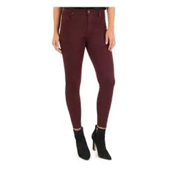 Kut from the Kloth Donna High Rise Ankle Skinny Burgundy Raw Hem Womens 2 - Picture 1 of 5